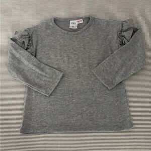 Zara Kids Ruffled Gray Long Sleeve Tee